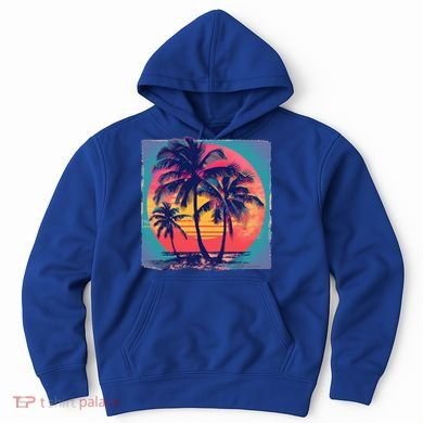 Eighties Retro 80s Style Beach Palm Trees Summer Gift Hoodie