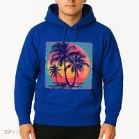 Eighties Retro 80s Style Beach Palm Trees Summer Gift Hoodie thumb 2