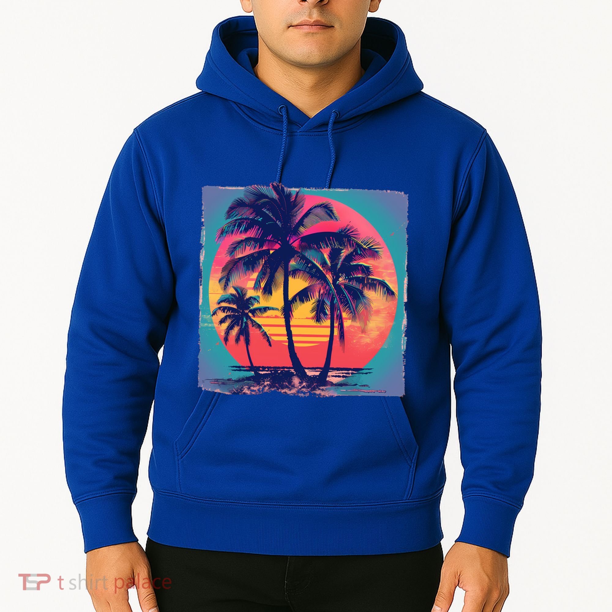 Eighties Retro 80s Style Beach Palm Trees Summer Gift Hoodie