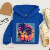 Eighties Retro 80s Style Beach Palm Trees Summer Gift Hoodie thumb 4
