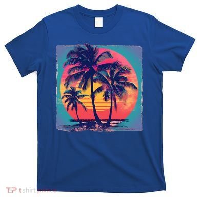 Eighties Retro 80s Style Beach Palm Trees Summer Gift T-Shirt