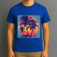 Eighties Retro 80s Style Beach Palm Trees Summer Gift T-Shirt thumb 3