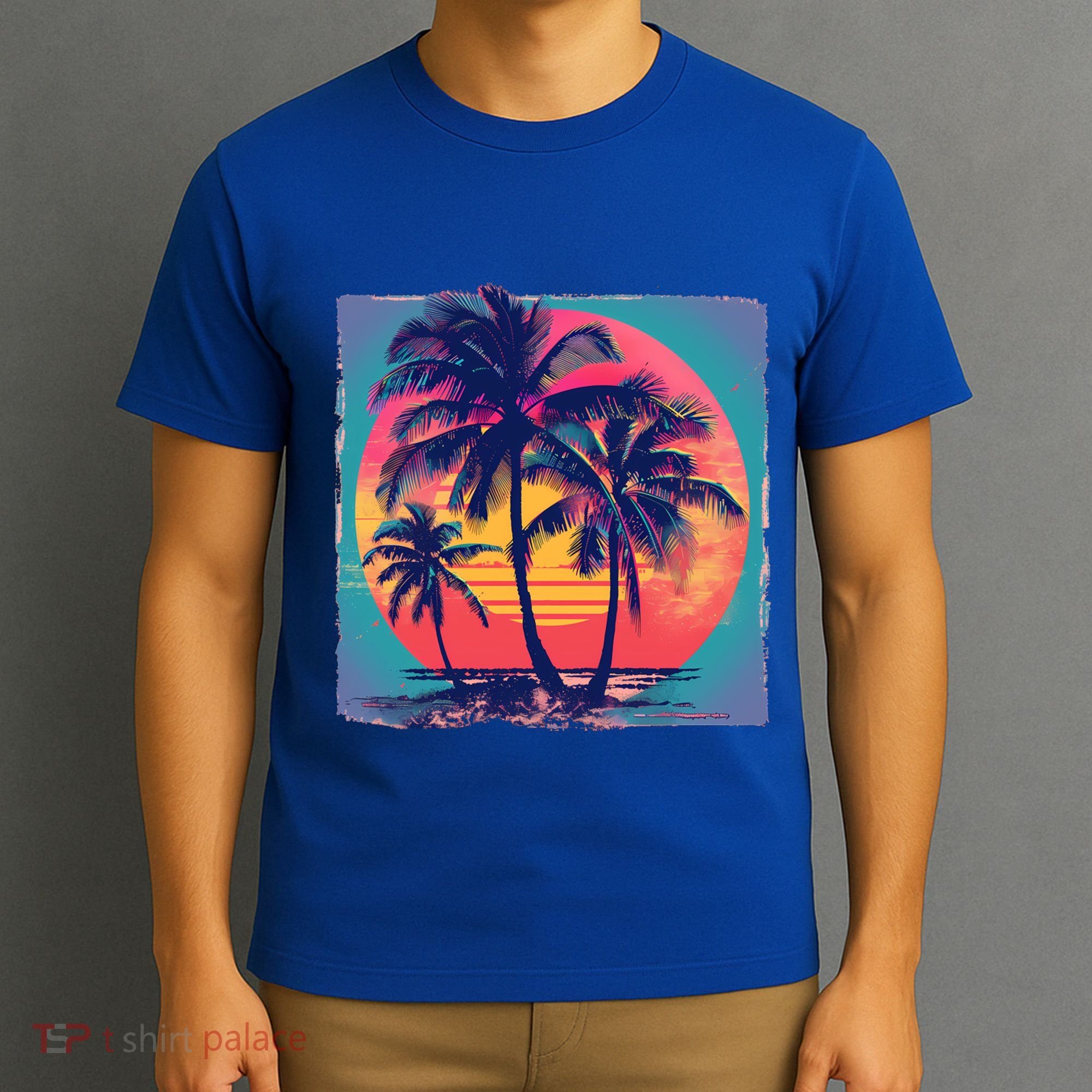 Eighties Retro 80s Style Beach Palm Trees Summer Gift T-Shirt