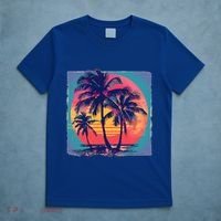 Eighties Retro 80s Style Beach Palm Trees Summer Gift T-Shirt thumb 5