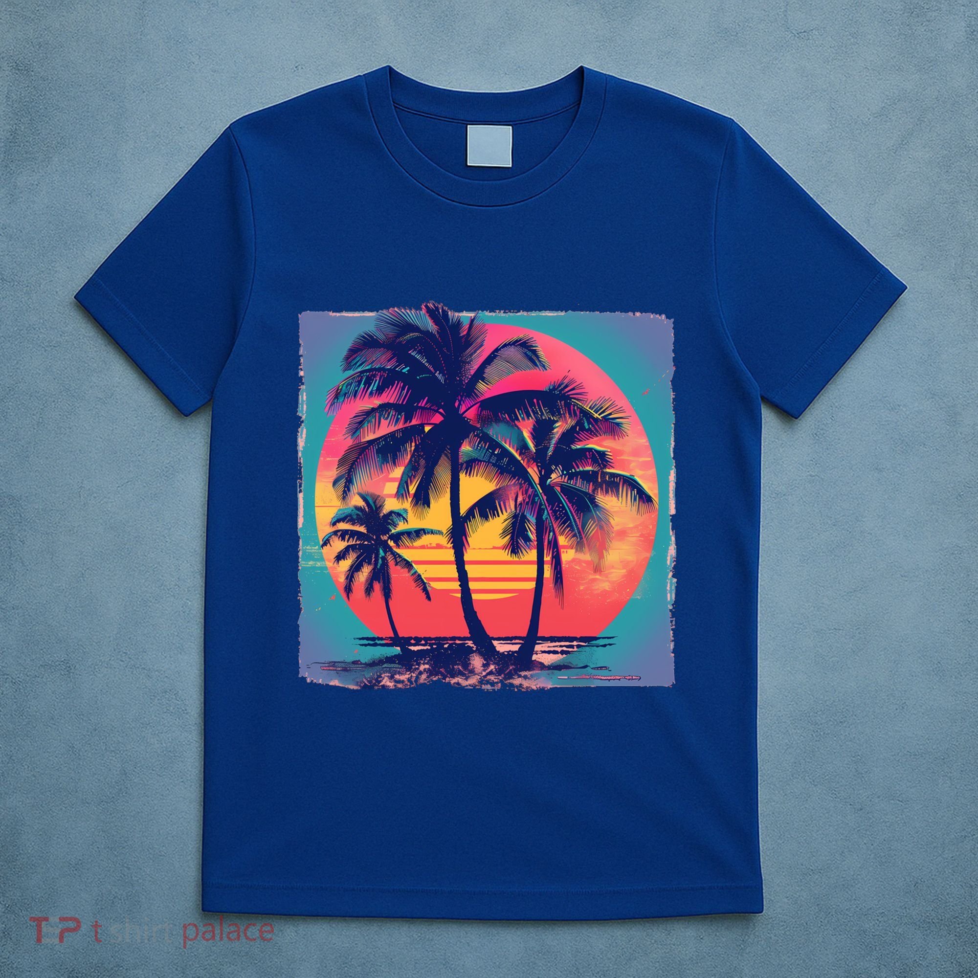 Eighties Retro 80s Style Beach Palm Trees Summer Gift T-Shirt
