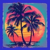 Eighties Retro 80s Style Beach Palm Trees Summer Gift T-Shirt thumb 7