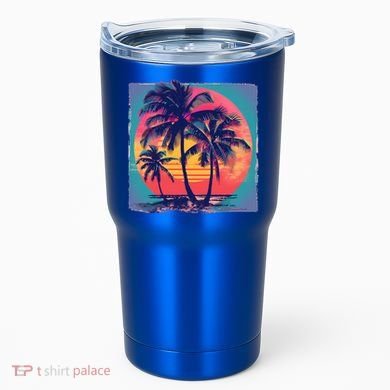 Eighties Retro 80s Style Beach Palm Trees Summer Gift Tumbler