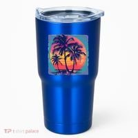 Eighties Retro 80s Style Beach Palm Trees Summer Gift Tumbler thumb 0