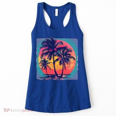 Eighties Retro 80s Style Beach Palm Trees Summer Gift Women's Tank Top