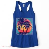 Eighties Retro 80s Style Beach Palm Trees Summer Gift Women's Tank Top thumb 0