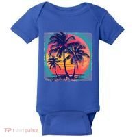 Eighties Retro 80s Style Beach Palm Trees Summer Gift Baby Bodysuit thumb 0