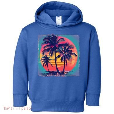 Eighties Retro 80s Style Beach Palm Trees Summer Gift Toddler Hoodie