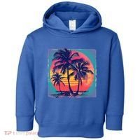 Eighties Retro 80s Style Beach Palm Trees Summer Gift Toddler Hoodie thumb 0