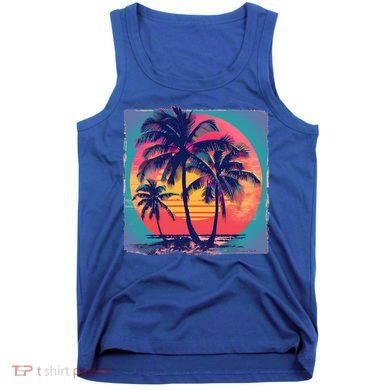 Eighties Retro 80s Style Beach Palm Trees Summer Gift Tank Top