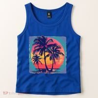 Eighties Retro 80s Style Beach Palm Trees Summer Gift Tank Top thumb 2