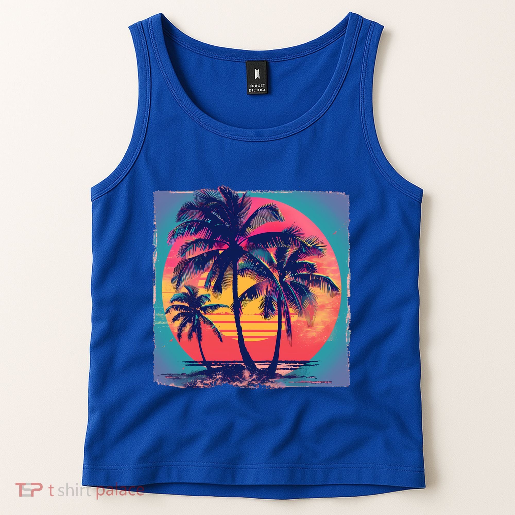 Eighties Retro 80s Style Beach Palm Trees Summer Gift Tank Top