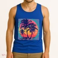 Eighties Retro 80s Style Beach Palm Trees Summer Gift Tank Top thumb 3