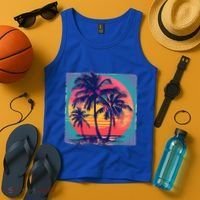 Eighties Retro 80s Style Beach Palm Trees Summer Gift Tank Top thumb 4