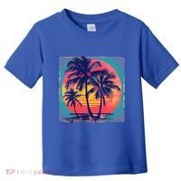 Eighties Retro 80s Style Beach Palm Trees Summer Gift Toddler T-Shirt thumb 0