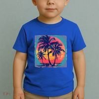 Eighties Retro 80s Style Beach Palm Trees Summer Gift Toddler T-Shirt thumb 2