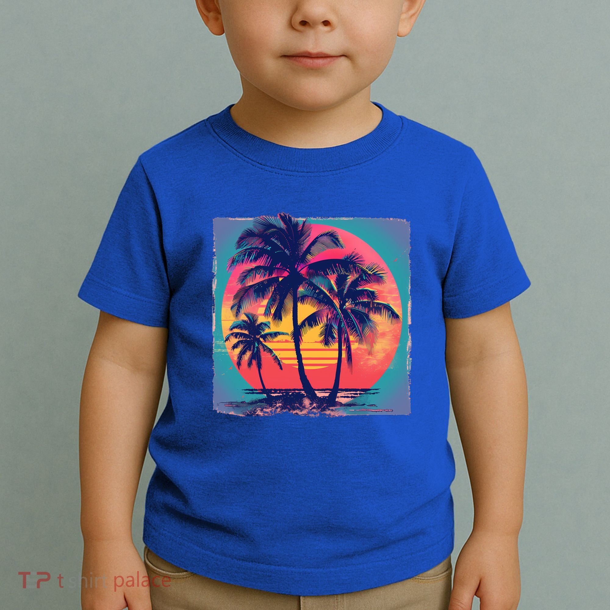 Eighties Retro 80s Style Beach Palm Trees Summer Gift Toddler T-Shirt