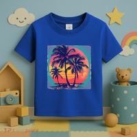 Eighties Retro 80s Style Beach Palm Trees Summer Gift Toddler T-Shirt thumb 3