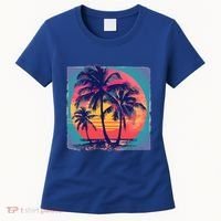 Eighties Retro 80s Style Beach Palm Trees Summer Gift Women's T-Shirt thumb 0