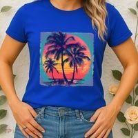 Eighties Retro 80s Style Beach Palm Trees Summer Gift Women's T-Shirt thumb 2