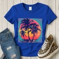 Eighties Retro 80s Style Beach Palm Trees Summer Gift Women's T-Shirt thumb 3