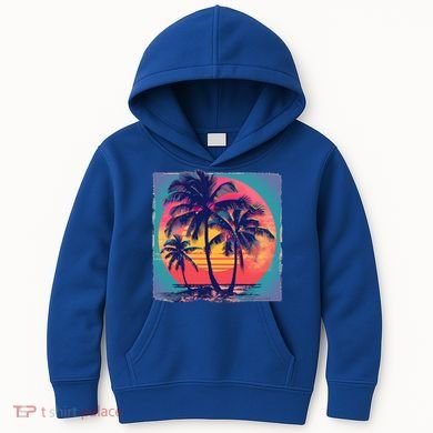 Eighties Retro 80s Style Beach Palm Trees Summer Gift Kids Hoodie