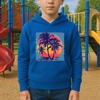 Eighties Retro 80s Style Beach Palm Trees Summer Gift Kids Hoodie thumb 2