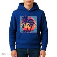 Eighties Retro 80s Style Beach Palm Trees Summer Gift Kids Hoodie thumb 4