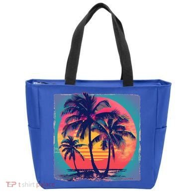 Eighties Retro 80s Style Beach Palm Trees Summer Gift Tote Bag