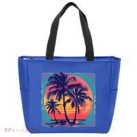 Eighties Retro 80s Style Beach Palm Trees Summer Gift Tote Bag thumb 0