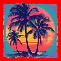 Eighties Retro 80s Style Beach Palm Trees Summer Gift Santa Hat thumb 1