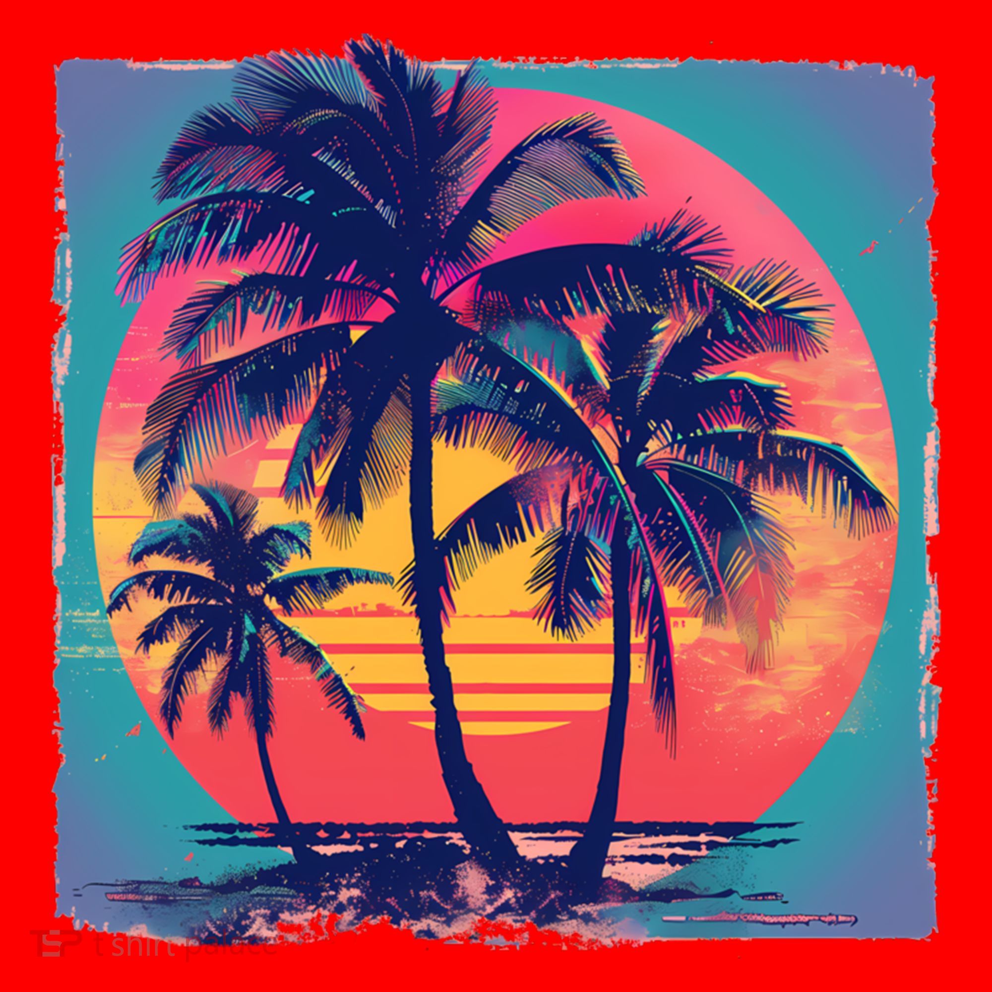 Eighties Retro 80s Style Beach Palm Trees Summer Gift Santa Hat