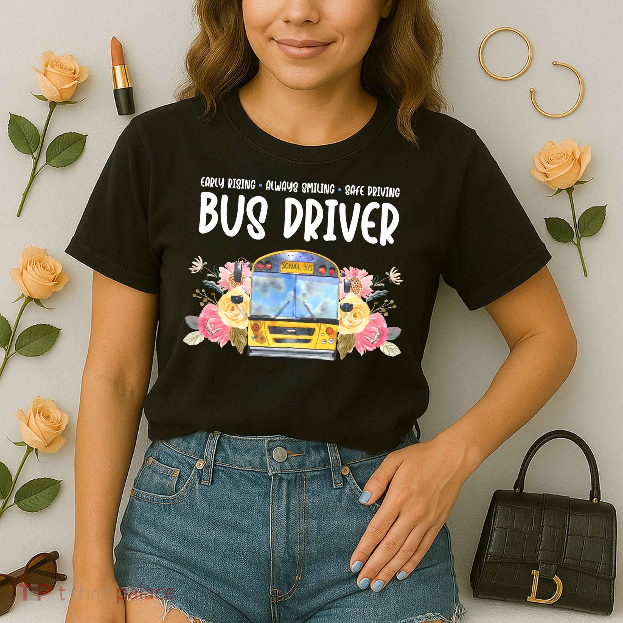 Early Rising Always Smiling Safe Driving Bus Driver Gift Comfort Colors Boxy T-Shirt