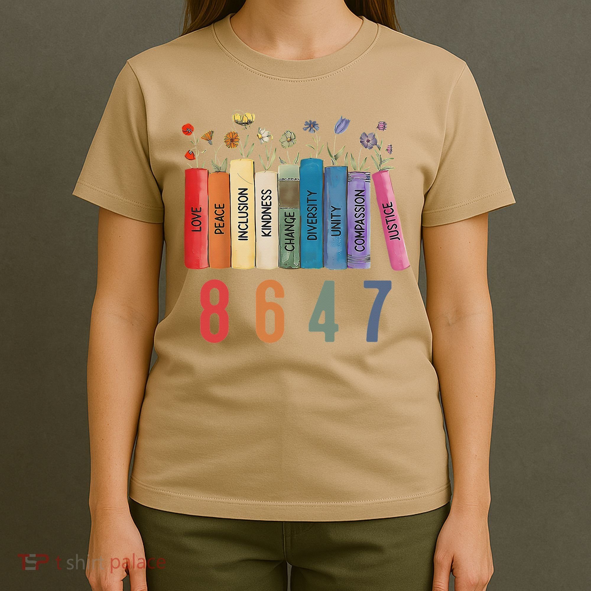 Equal Rights Book Flower 8647 Trump Feminist Women Rights Gift T-Shirt