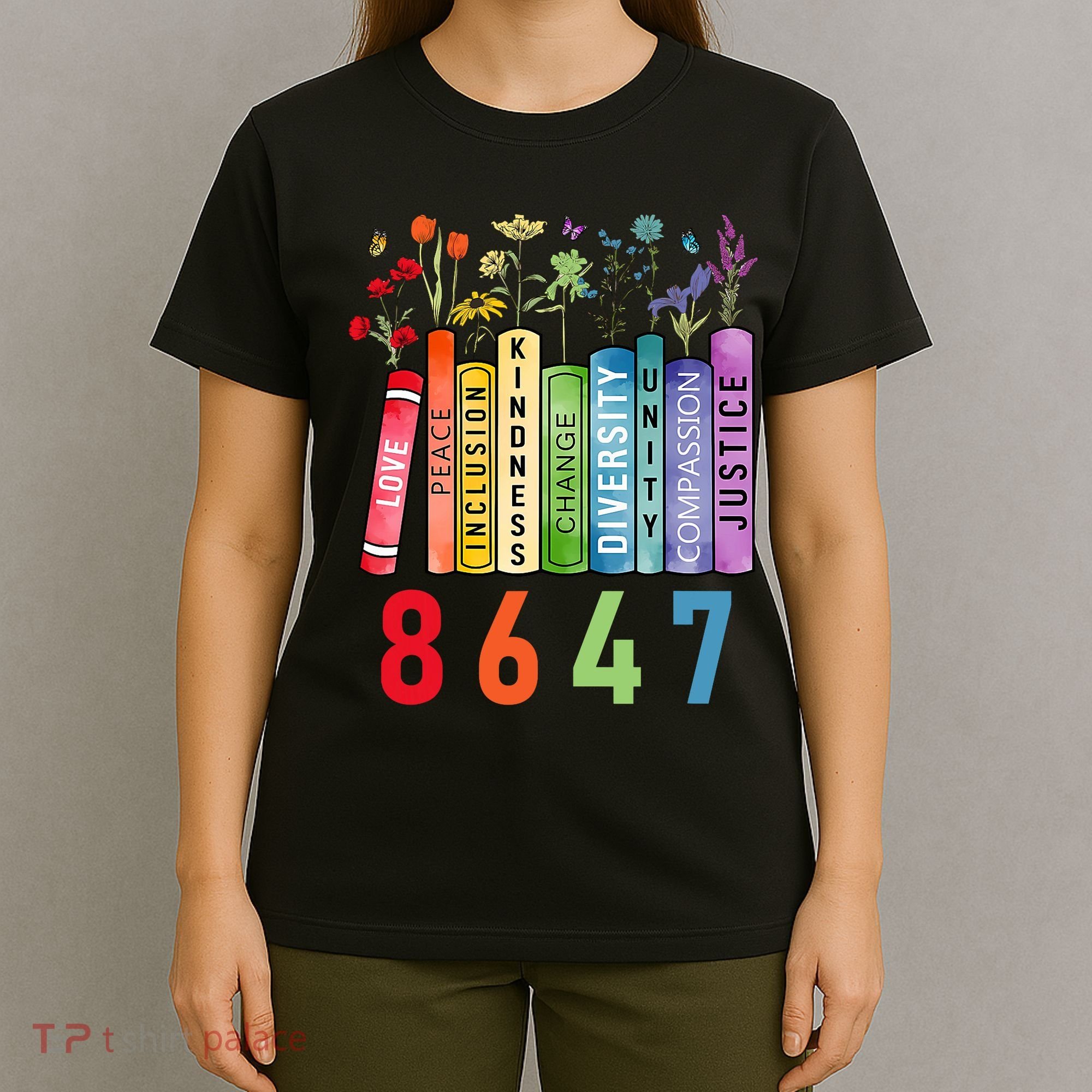 Equal Rights Book Flower Anti Trump Feminist Women Rights T-Shirt