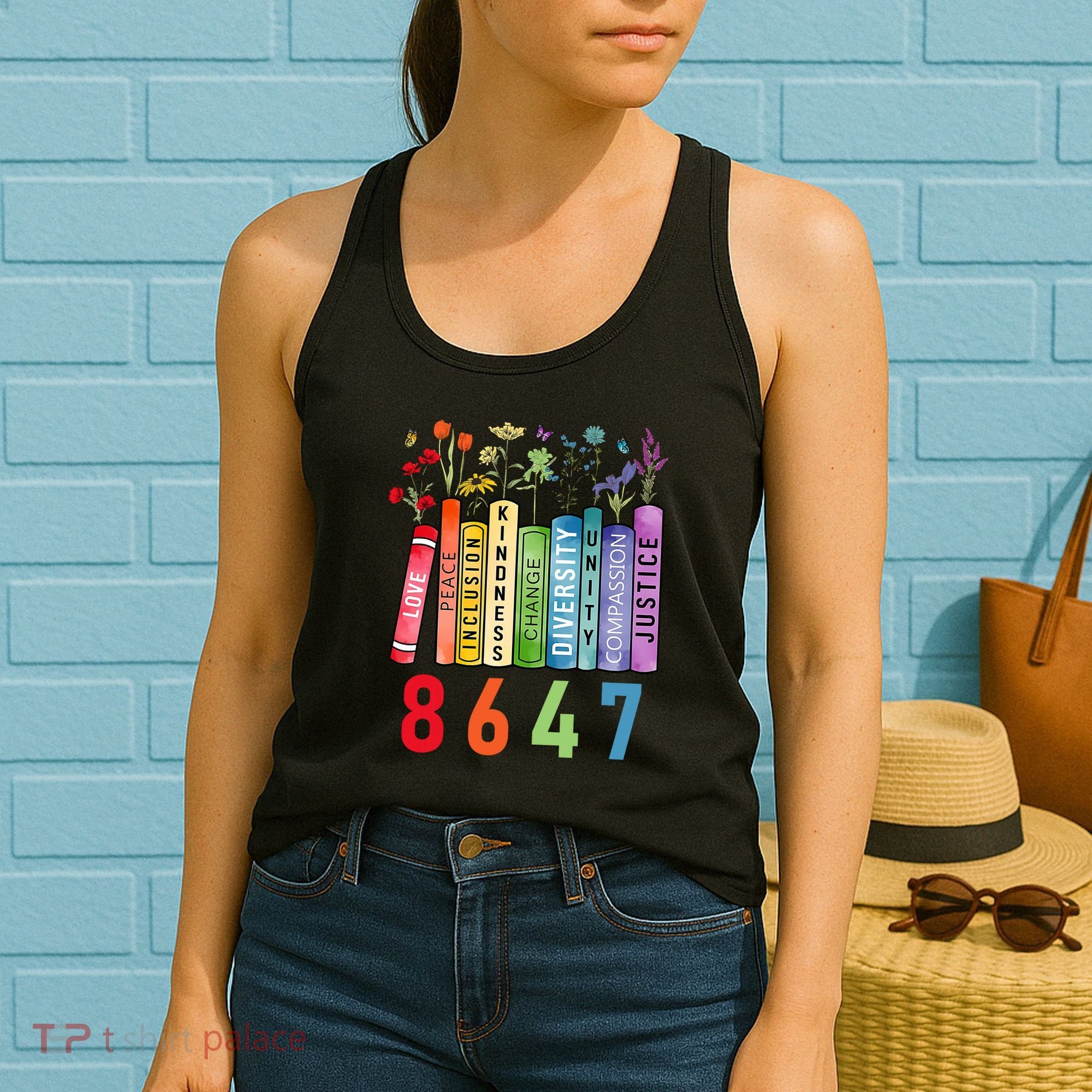 Equal Rights Book Flower Anti Trump Feminist Women Rights Women's Tank Top