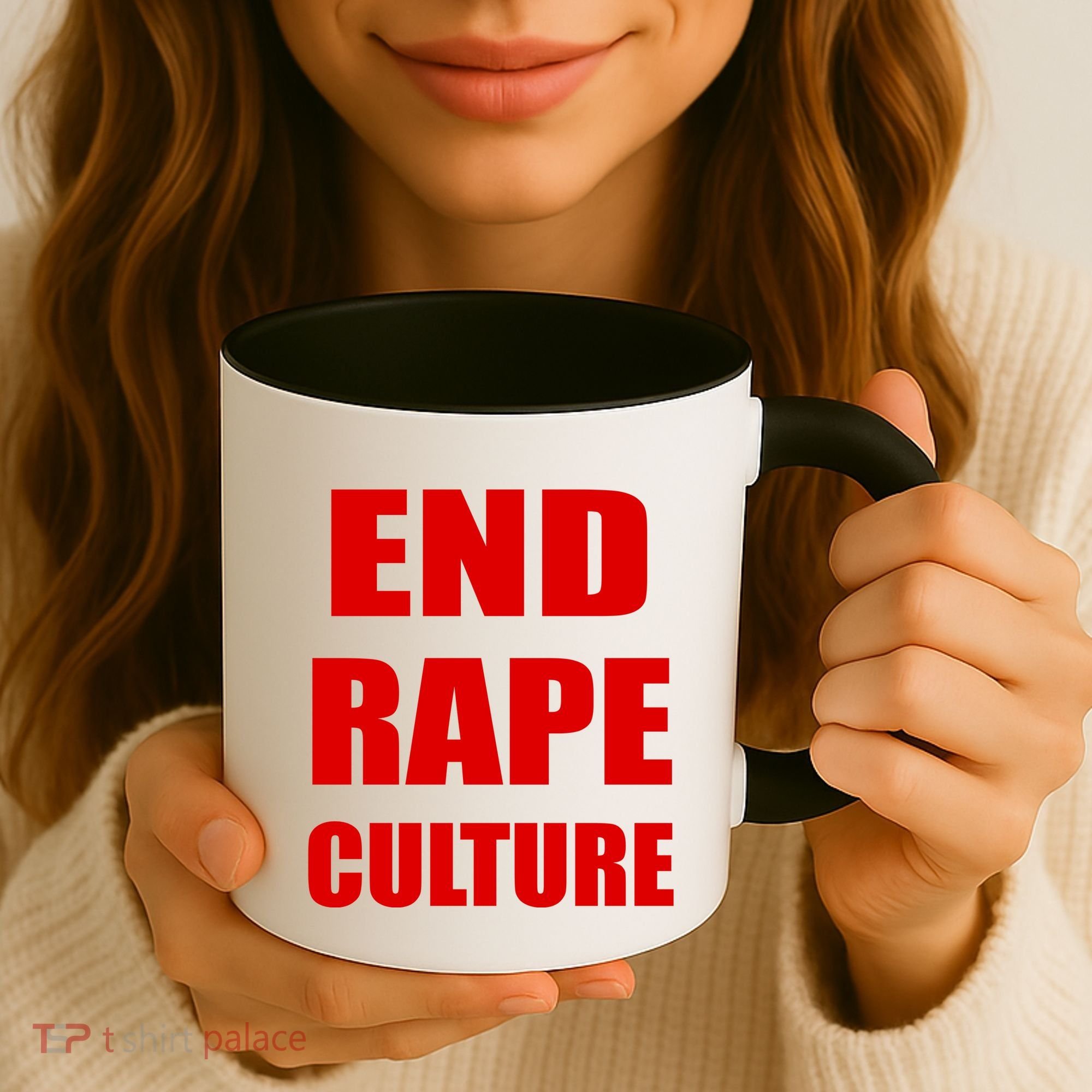 End Rape Culture Red Imprint Coffee Mug