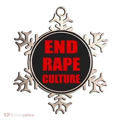 End Rape Culture Red Imprint Ornament
