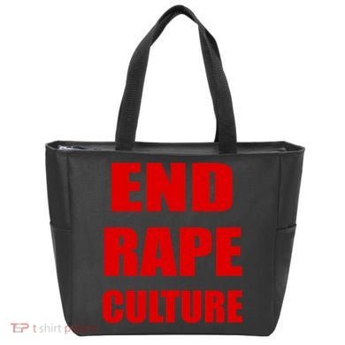 End Rape Culture Red Imprint Tote Bag