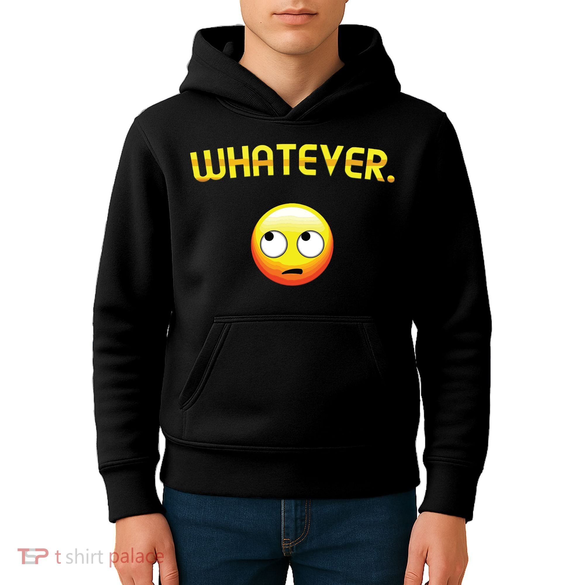 Eye Roll Emo Smile Sarcastic Whatever Sarcasm Eye Rolling Kids Hoodie