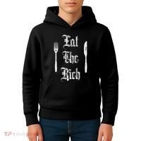 Eat Rich Funny Anarchist Revolution Anti Poverty Kids Hoodie thumb 4