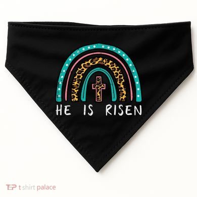 Easter Rainbow He Is Risen Religious Christian Girl USA-Made Doggie Bandana