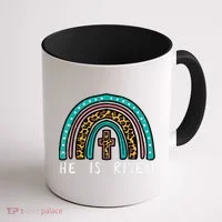 Easter Rainbow He Is Risen Religious Christian Girl Coffee Mug thumb 1