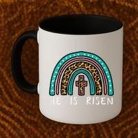 Easter Rainbow He Is Risen Religious Christian Girl Coffee Mug thumb 2