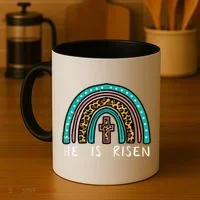 Easter Rainbow He Is Risen Religious Christian Girl Coffee Mug thumb 4