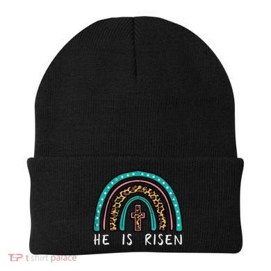 Easter Rainbow He Is Risen Religious Christian Girl Beanie